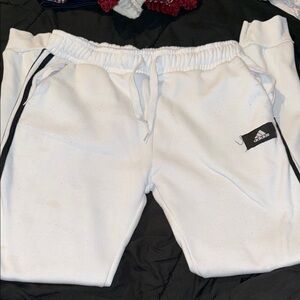 Adidas White Sweatpants with Black Accents